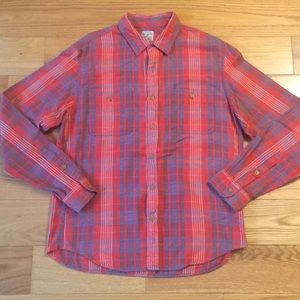 J Crew Men's Flannel Plaid Slim Fit Size Large Red Blue/Grey 100% Cotton